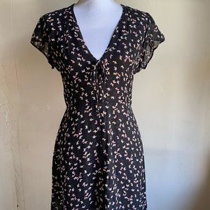 REFORMATION Short Sleeve Front Slit Midi Dress